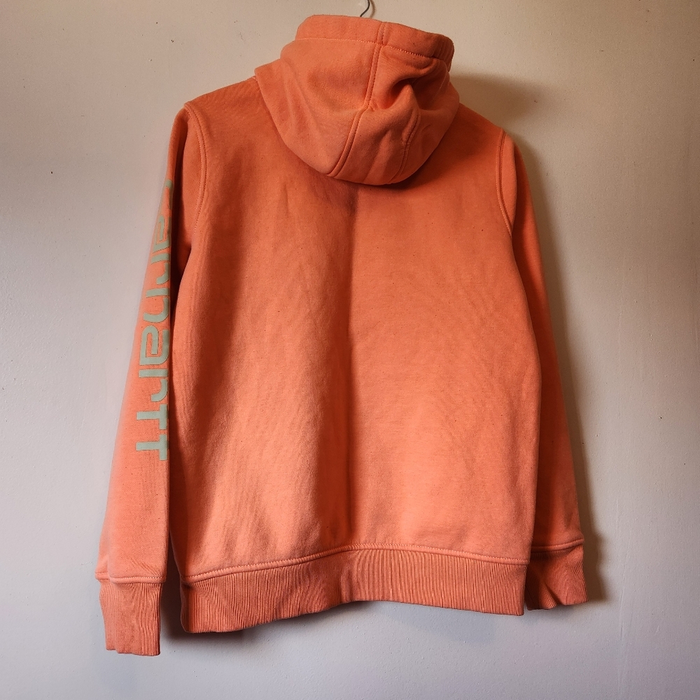 Carhartt Women's Clarksburg Relaxed Fit Graphic Sleeve Pullover Hoodie (M) Peach - Picture 2 of 6